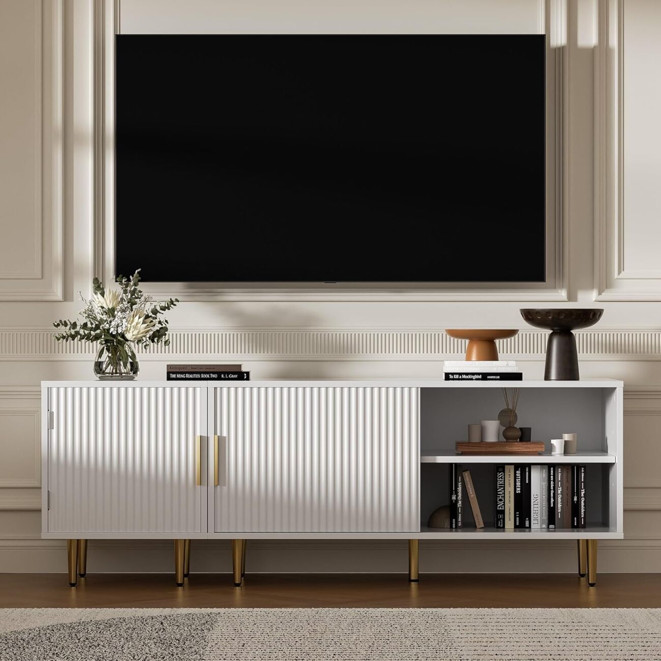 Combined Modern TV Stand with Adjustable Shelf