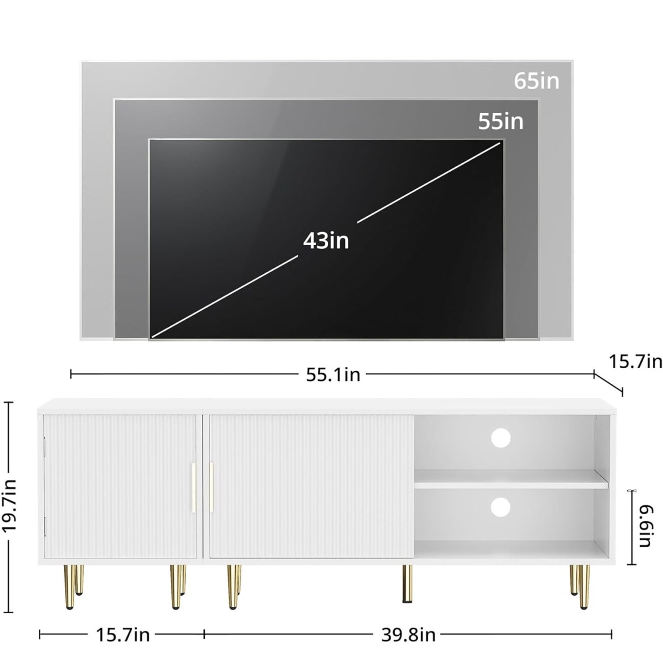 Combined Modern TV Stand with Adjustable Shelf - Image 2