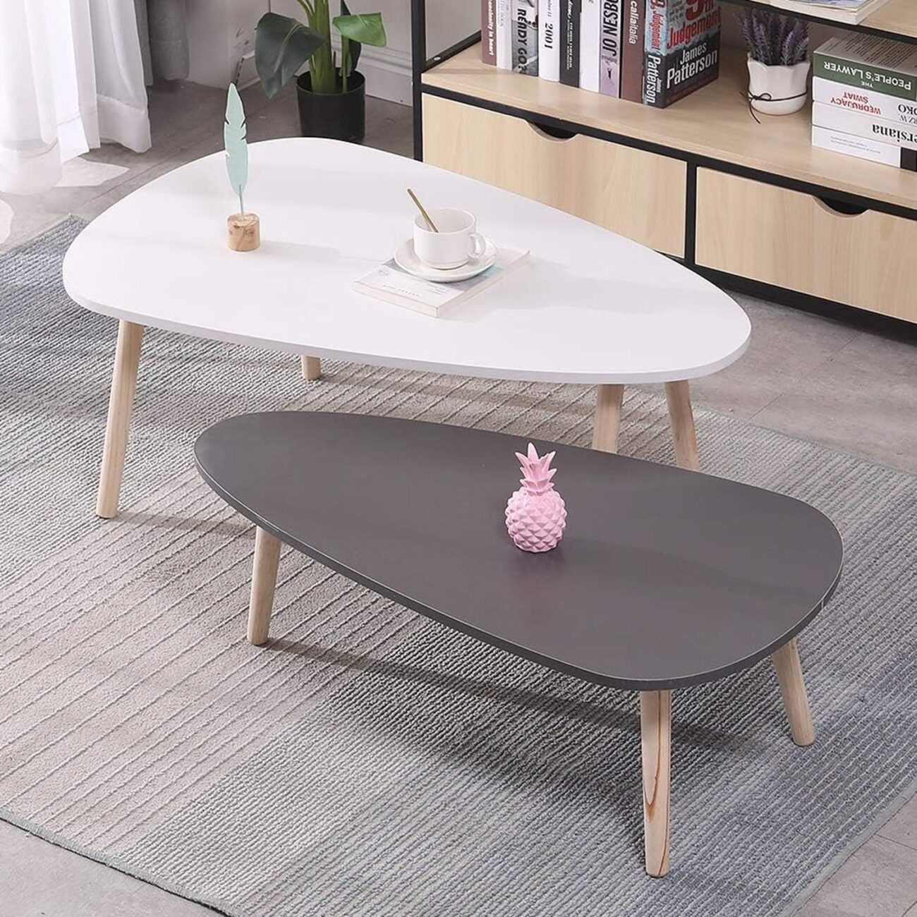 2 Modern Wooden Side Tea Tables