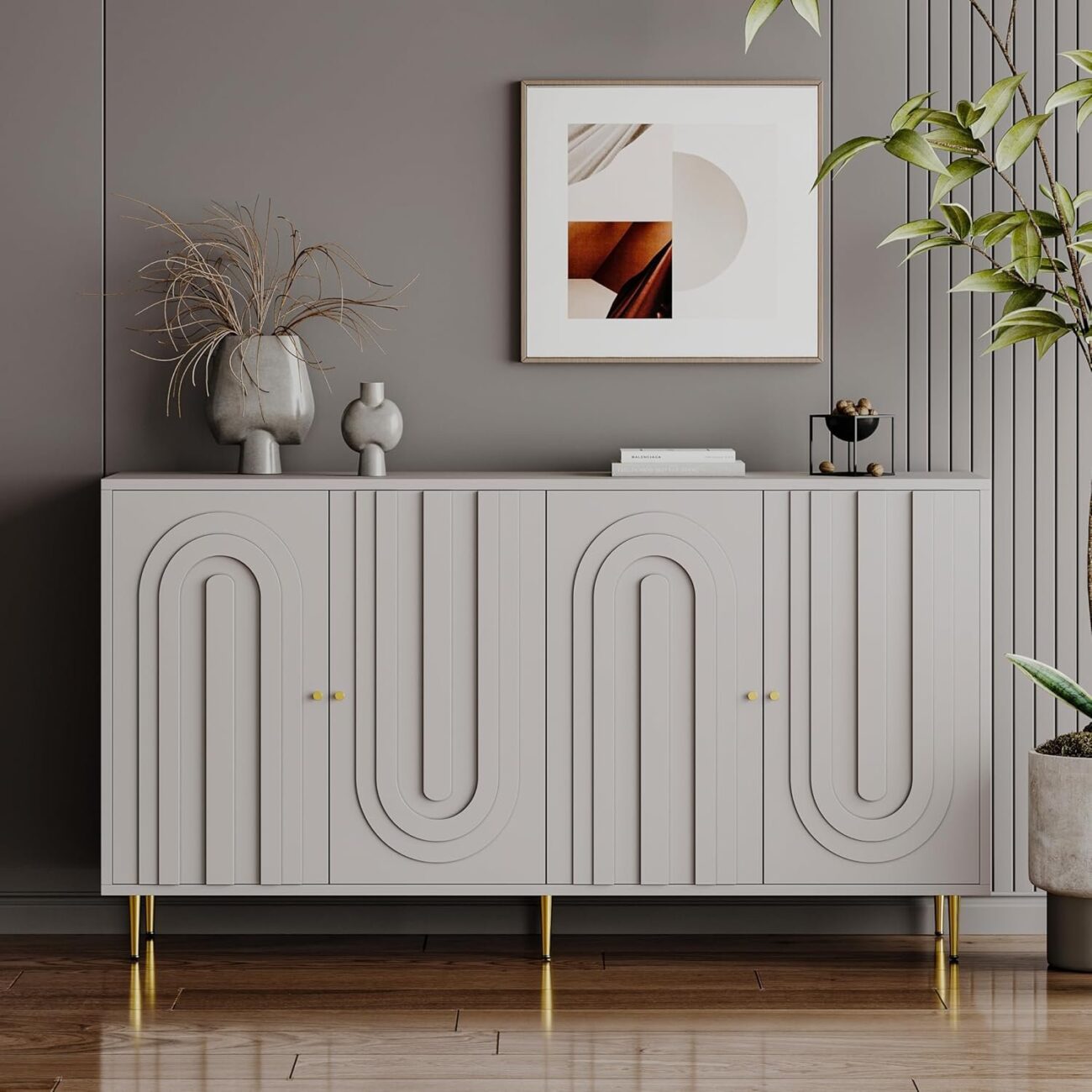 4 Door Wooden Cabinet Sideboard