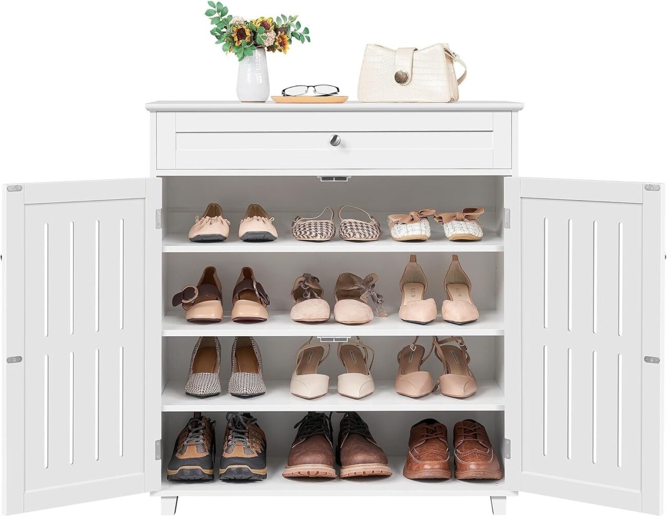 4-Tier Shoe Storage Cabinet with Drawer - Image 4