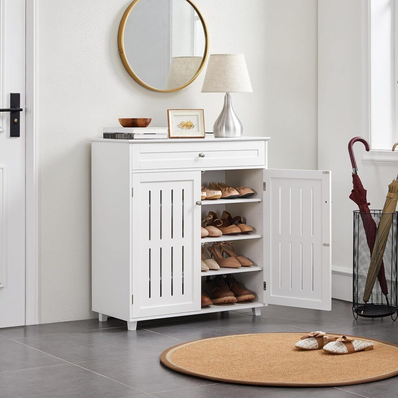 4-Tier Shoe Storage Cabinet with Drawer