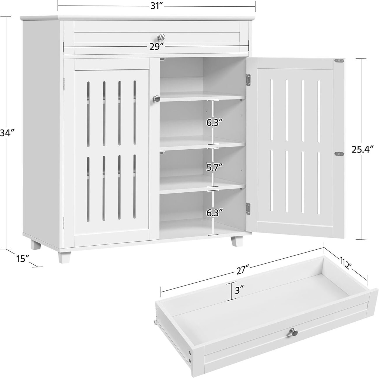 4-Tier Shoe Storage Cabinet with Drawer - Image 2