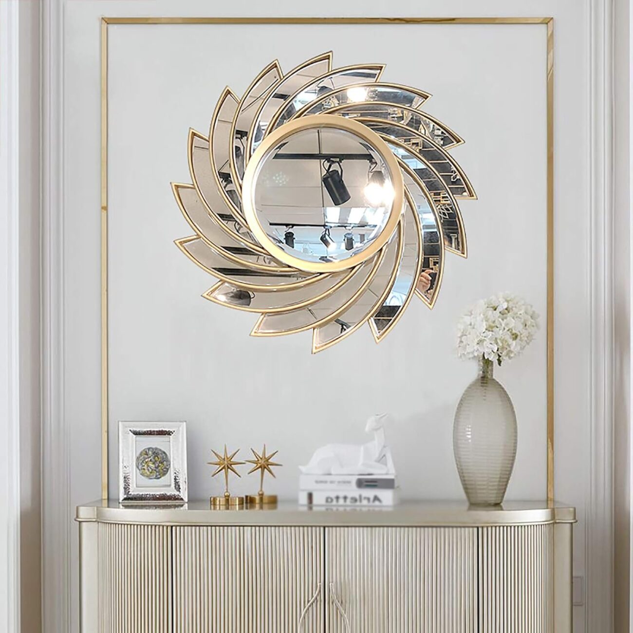 Modern Wall Mirror Decorative Round Wall (Antique Silver) - Image 5