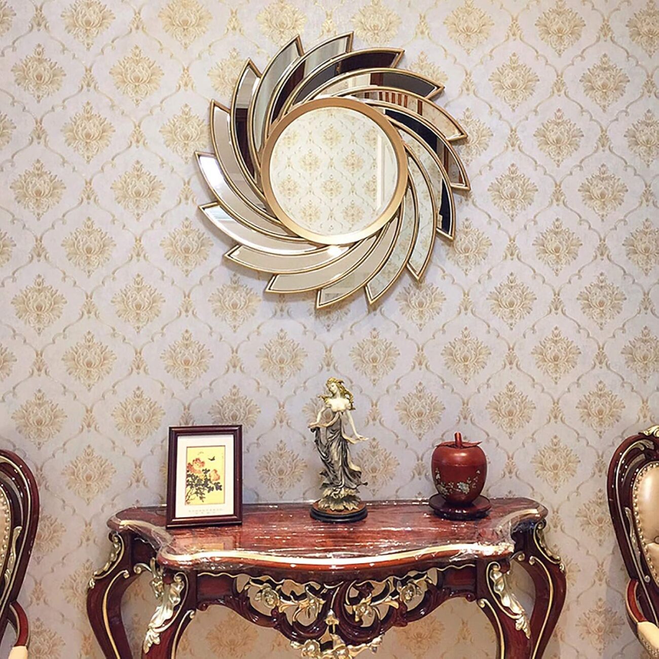 Modern Wall Mirror Decorative Round Wall (Antique Silver) - Image 6