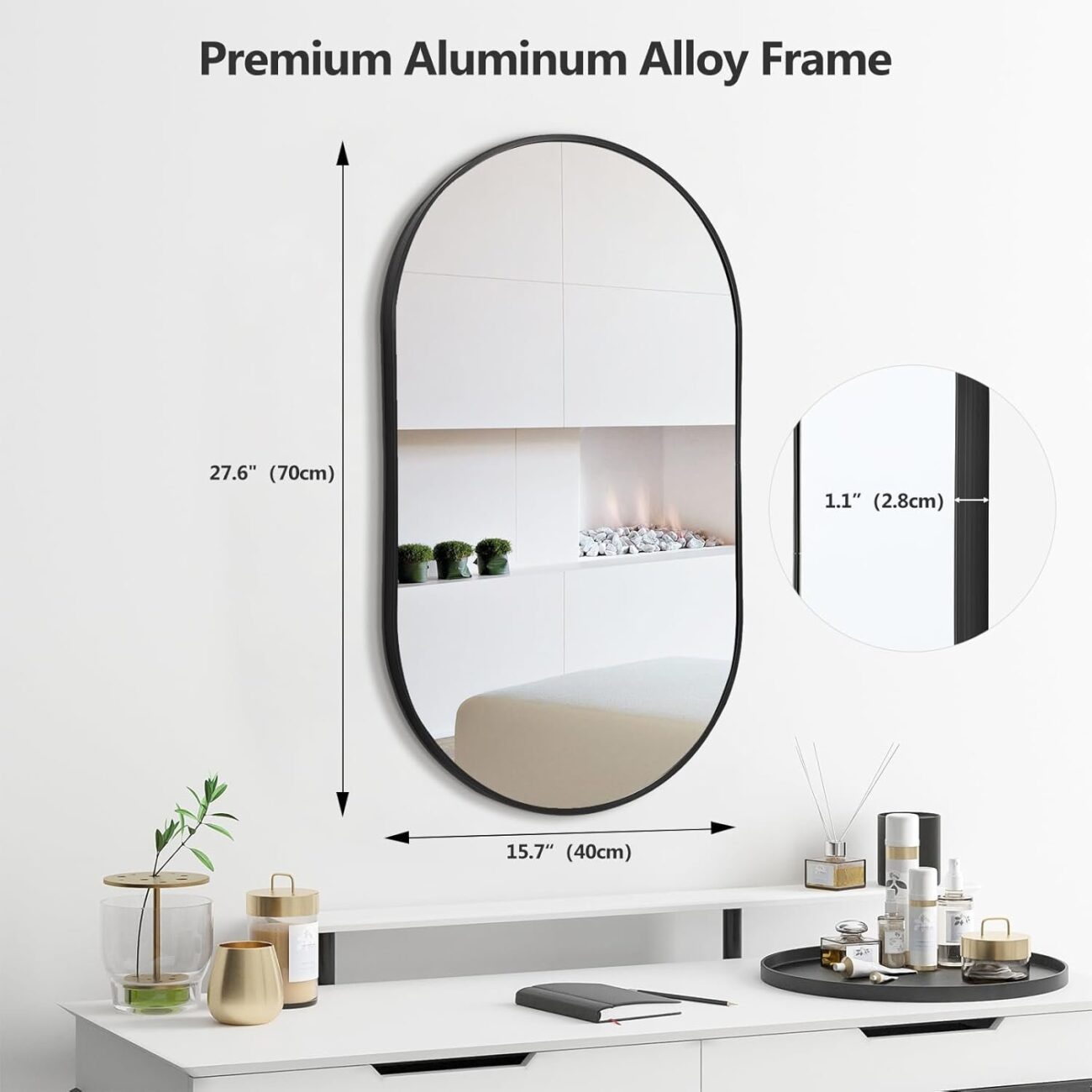 Bathroom Mirror Wall Mounted Oval Mirror - Image 2
