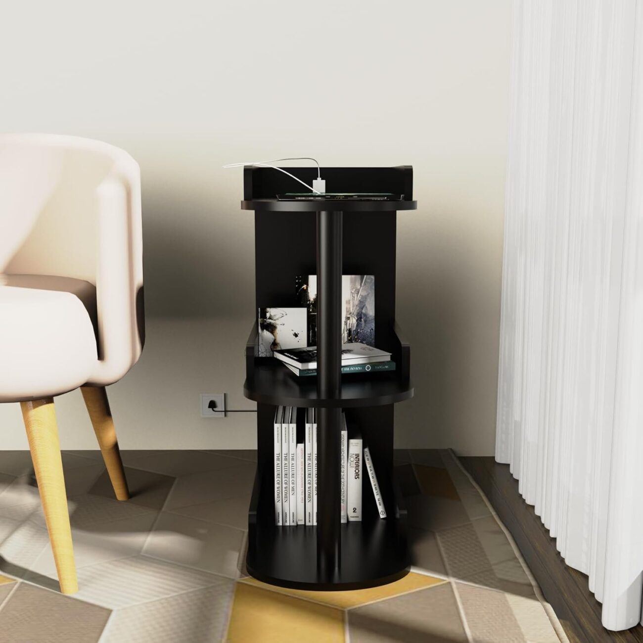 Bedside Table E Shaped End Table for Couch - Image 2
