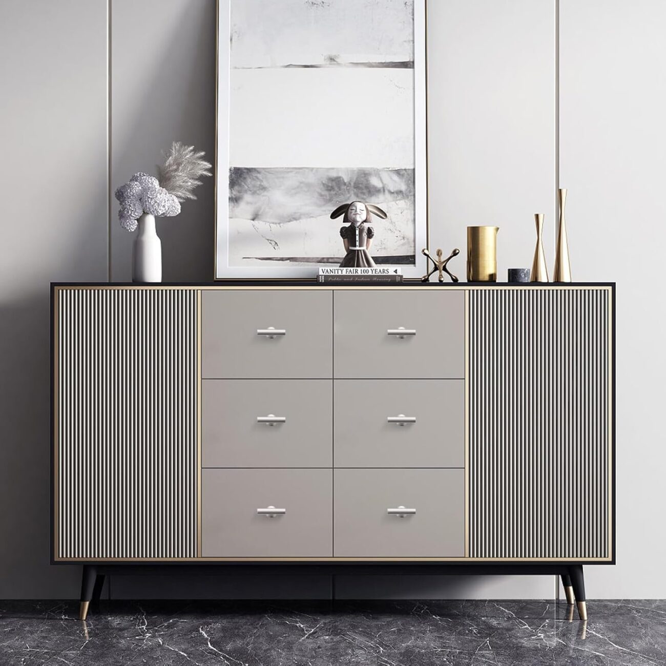 Brushed Nickel Side Board - Cabinet
