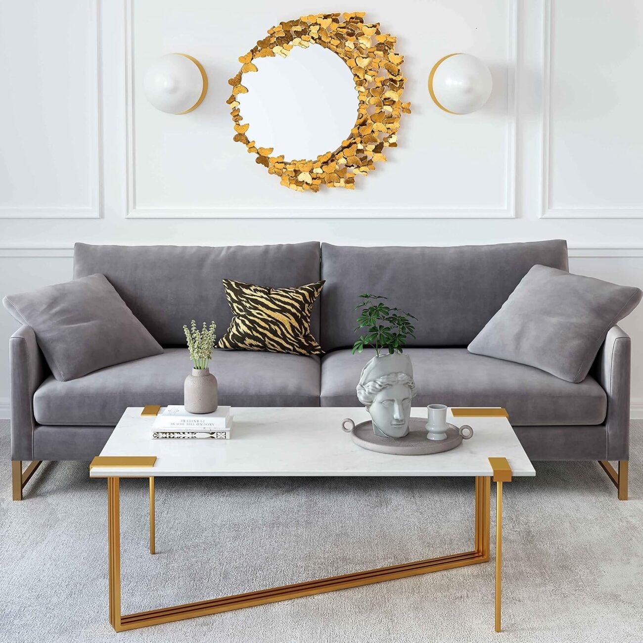 Butterfly Round Wall Mount Gold Mirror - Image 3
