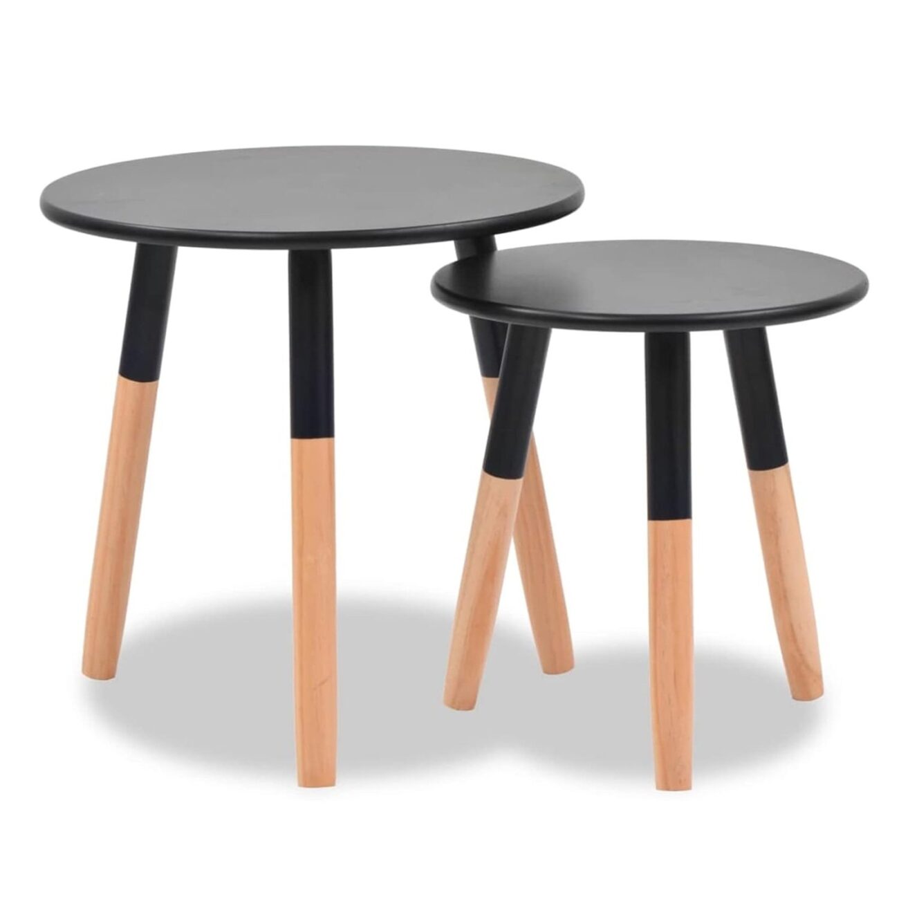 Coffee Table Desk - Set 2 Pieces Solid Pinewood Black - Image 3