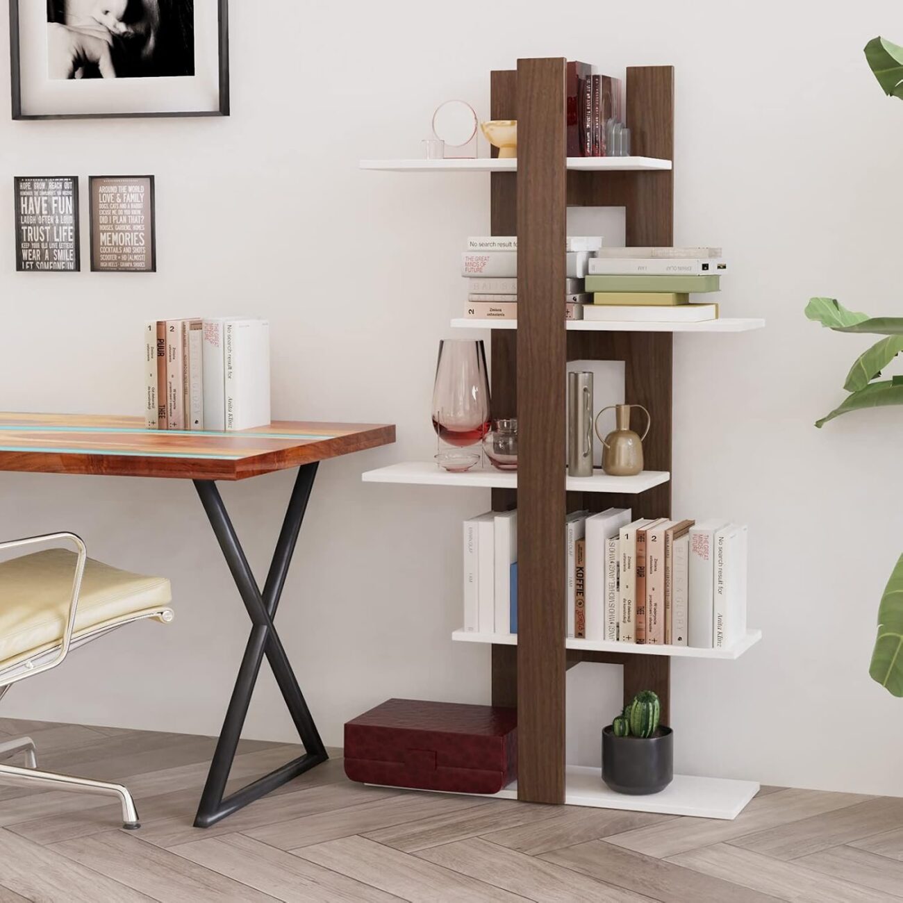 Freestanding Book Storage Display Shelving Rack with Anti-Toppling Device