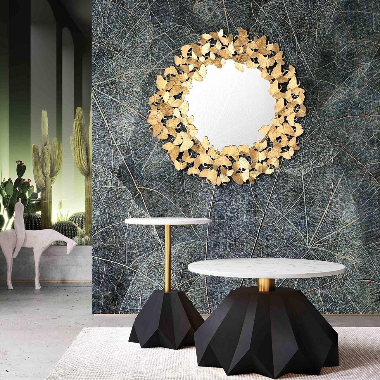 Furniture Lyrical Modern Hand Hammered Inch Wall Mirror