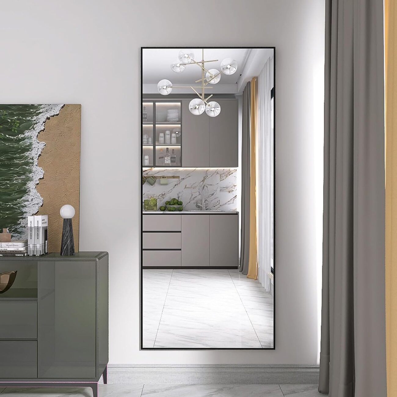 Lazyspace Standing Mirror & Wall Mirror with Aluminium Frame - Image 4