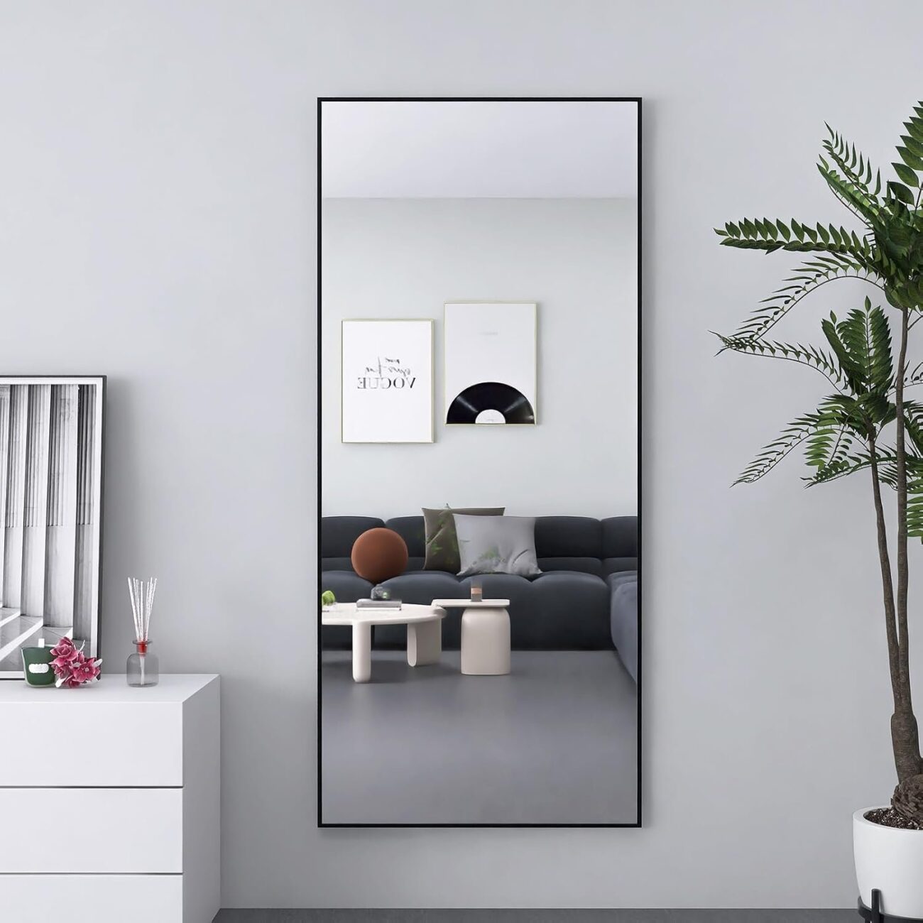 Lazyspace Standing Mirror & Wall Mirror with Aluminium Frame - Image 2