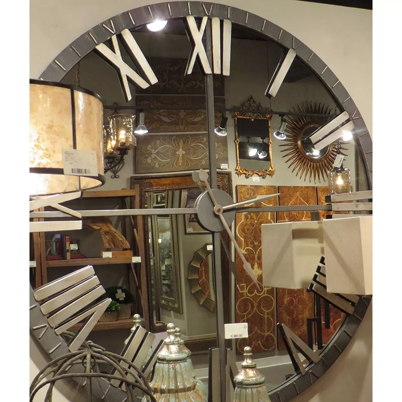Mirrored Round Wall Clock Oversize Modern Mirror Glass - Image 5