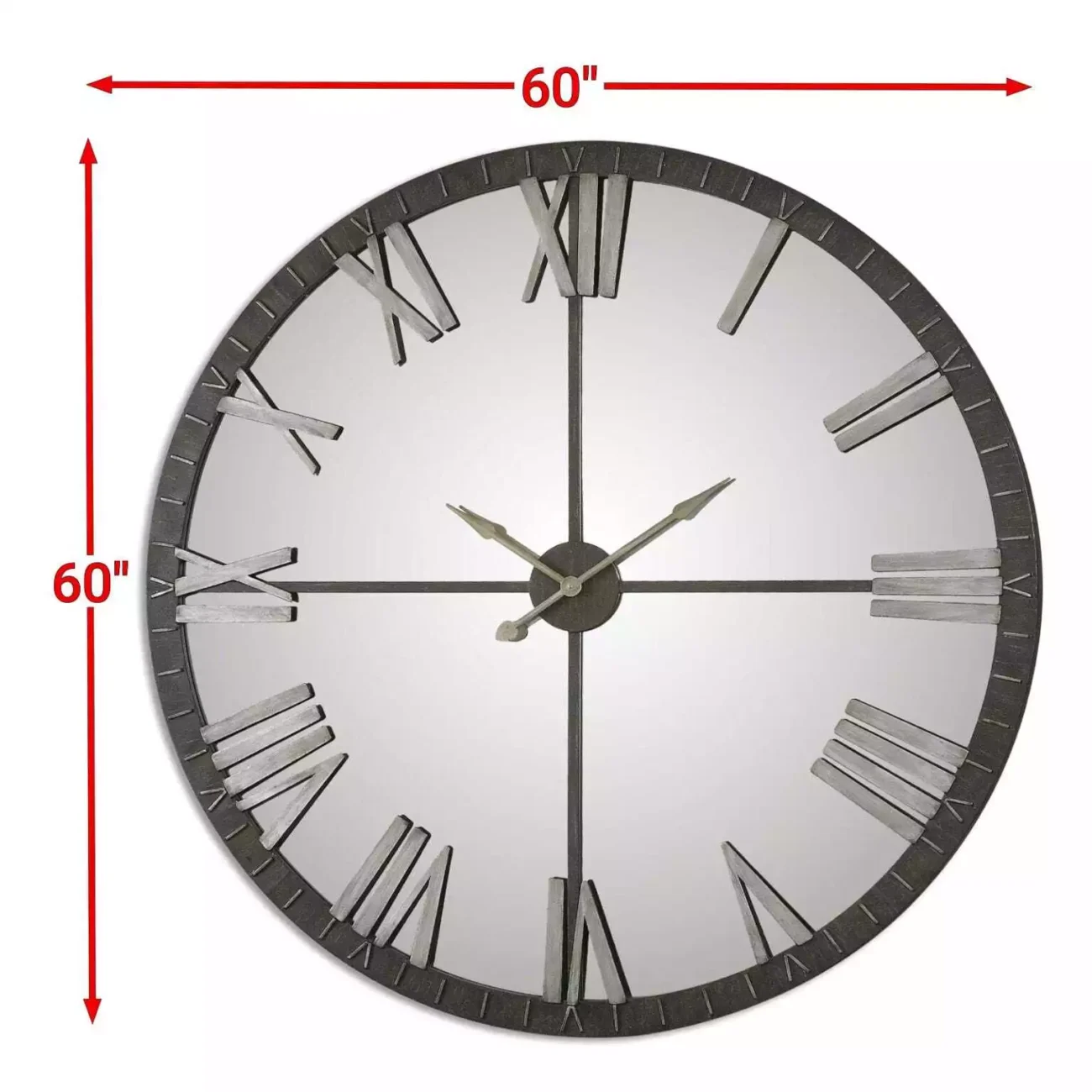 Mirrored Round Wall Clock Oversize Modern Mirror Glass - Image 2