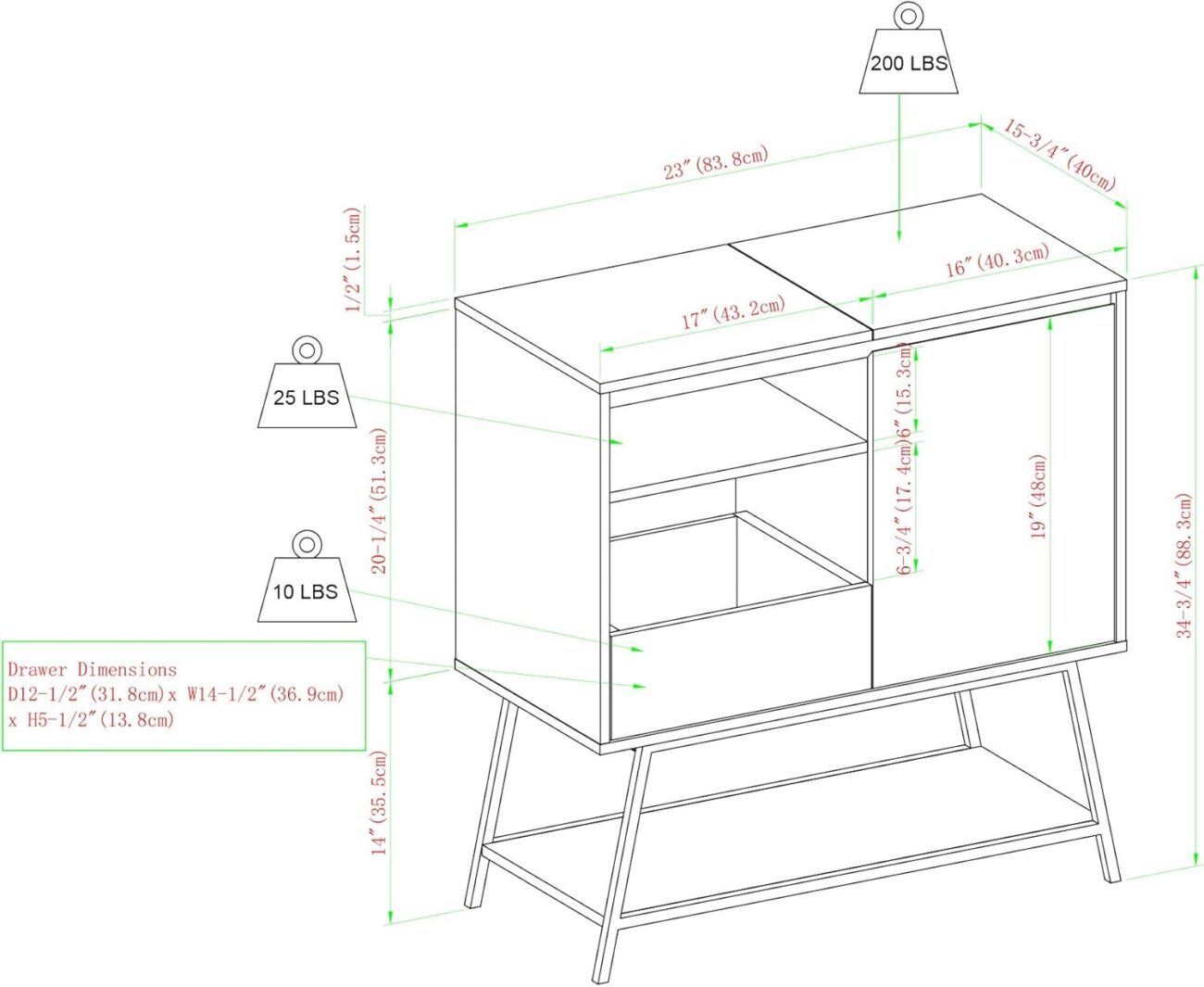 Modern Rectangle Sideboard with Record Player Storage - Image 3