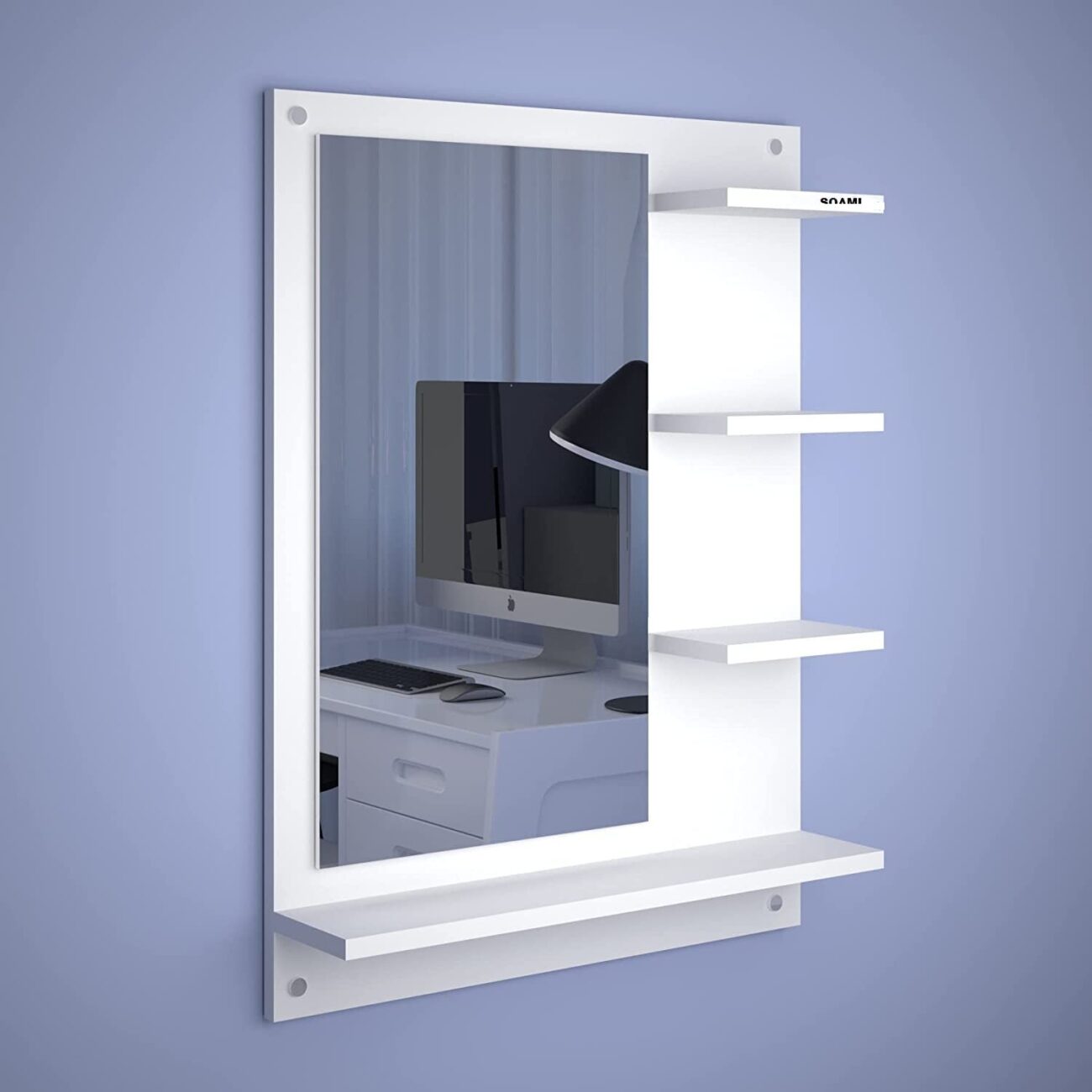 Multipurpose Mirror Wall Shelf Engineered Wood Matte Finish - Image 2