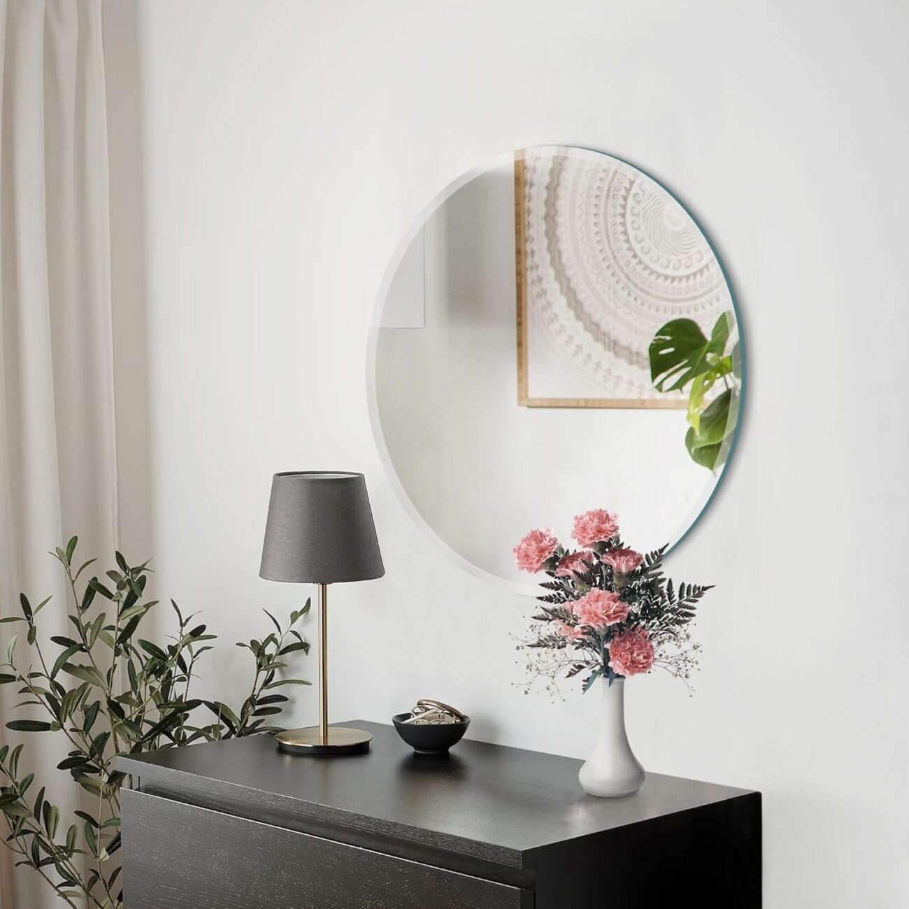 Round Mirror 30 Inch Beveled Frameless Circle Mirror - Image 3