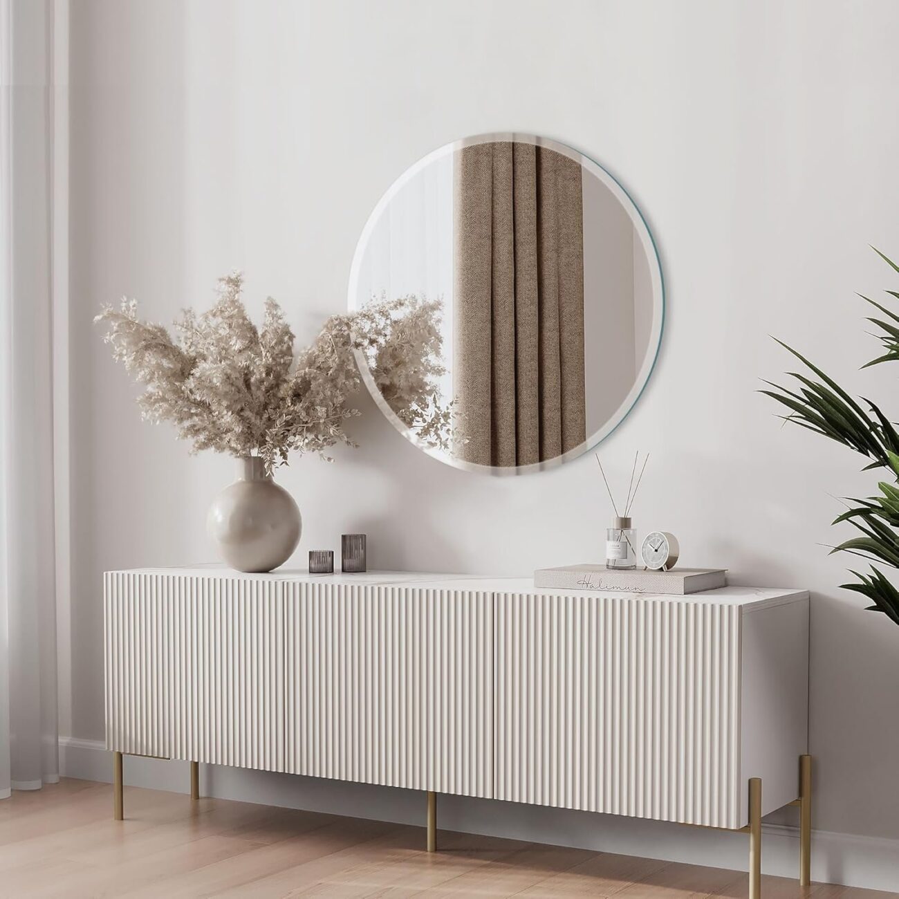 Round Mirror 30 Inch Beveled Frameless Circle Mirror - Image 2