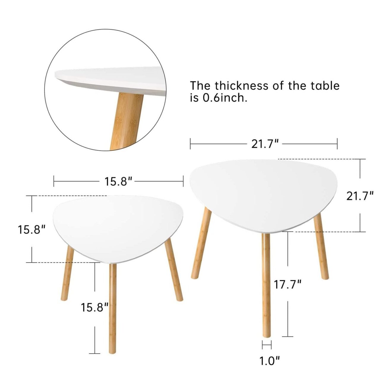 Set of 2 Coffee Table Modern Side Table - Image 2