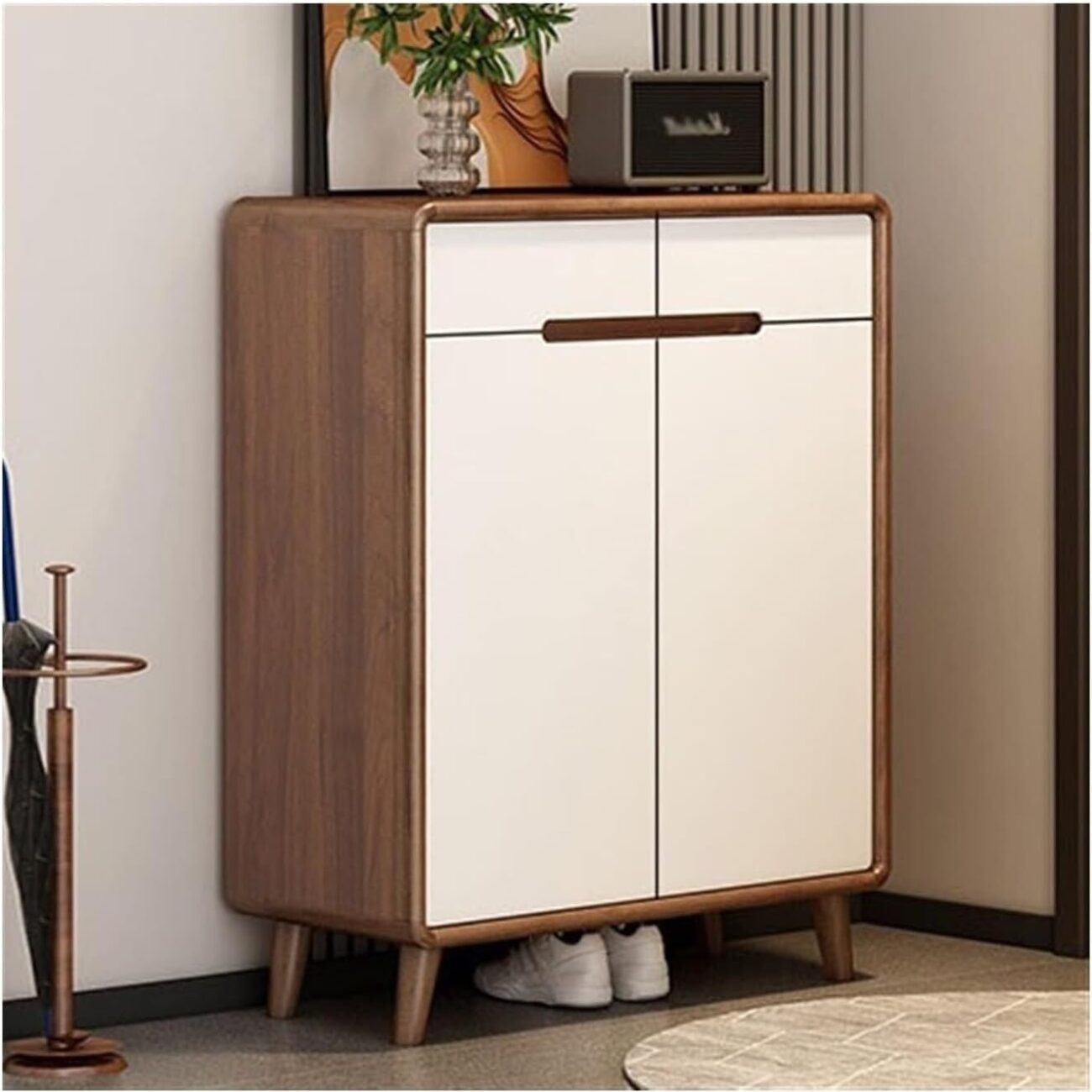 Stackable Shoe Storage Cabinet with Door and Drawer