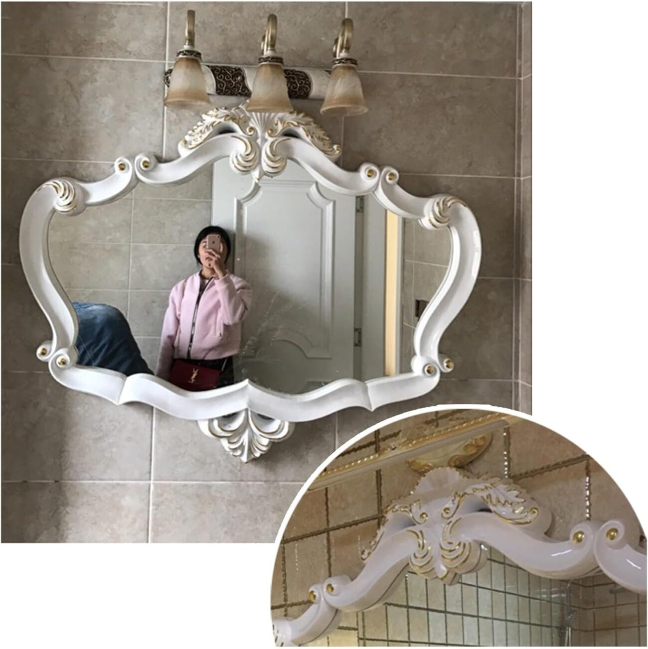Vintage Carved Decorative Mirror - 93 * 79CM/36.6 * 31.1
