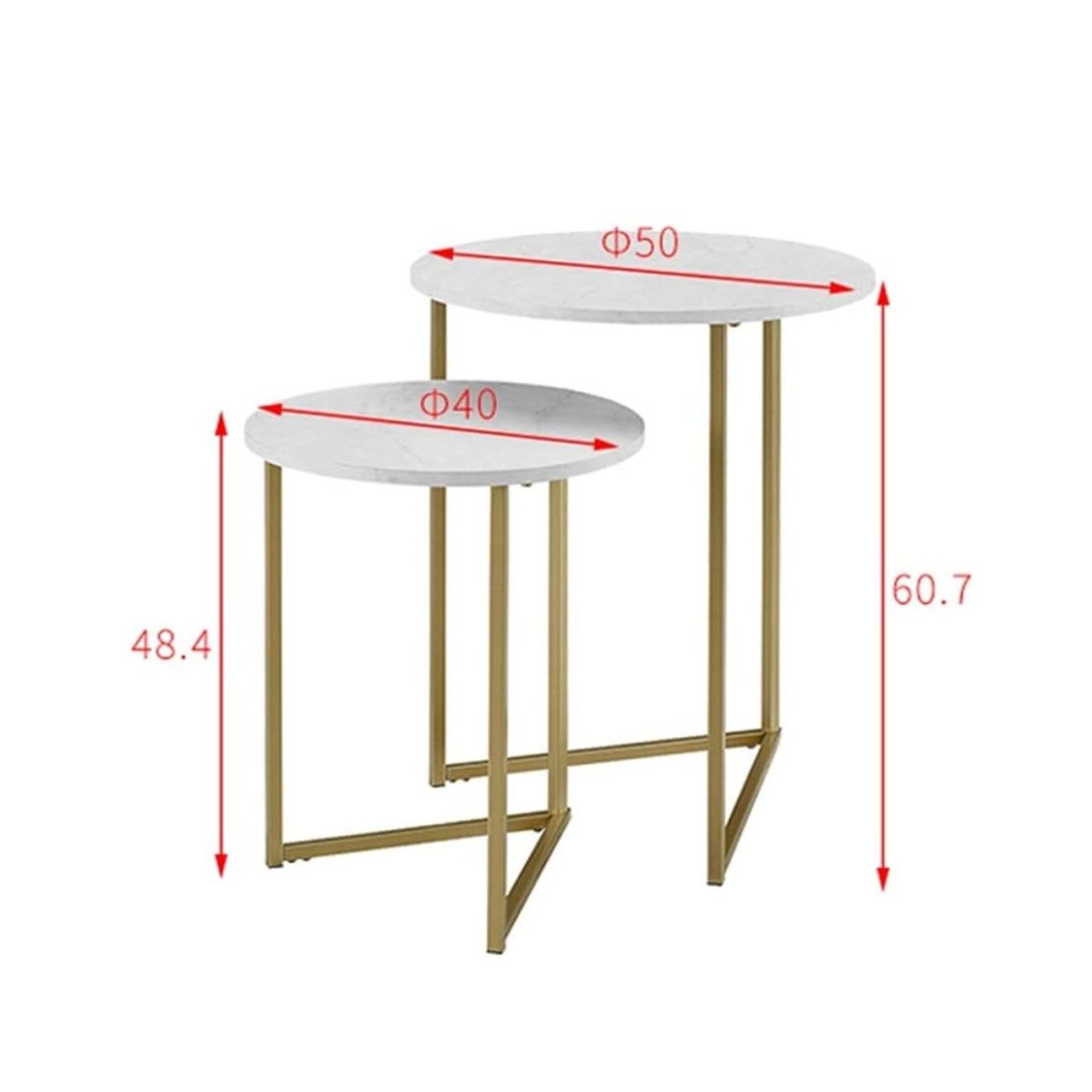 Vintage Coffee Side End Tables with Metal Legs and MDF Top - Image 2