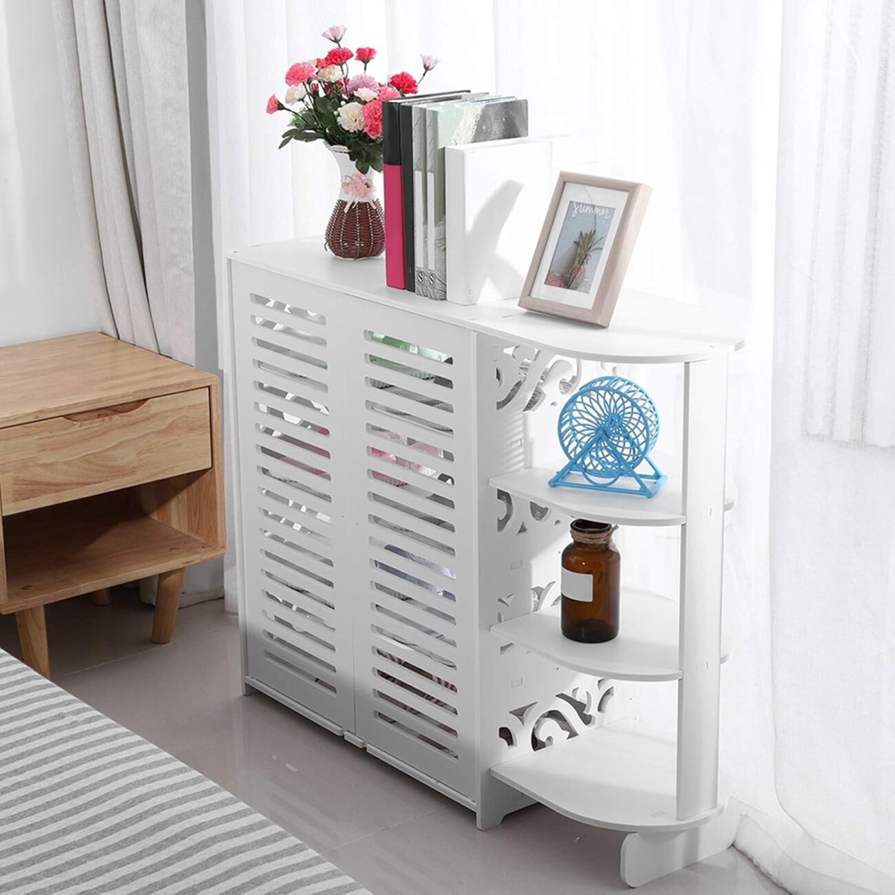 White Wooden Shoe Cabinet Storage Rack