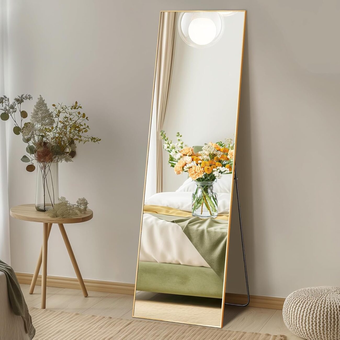 Arched Full Length Mirror with Stand (Gold)